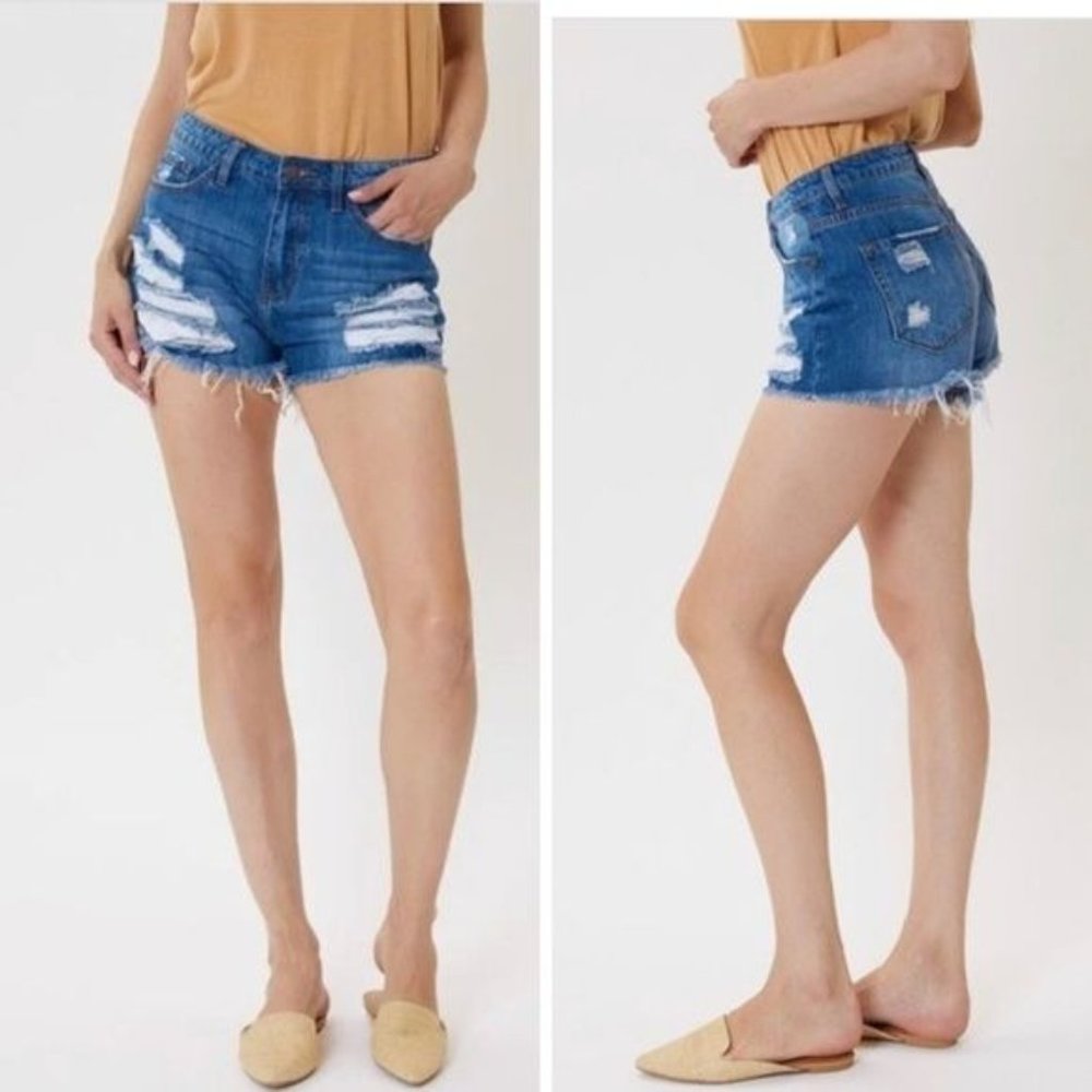 Nature High Rise Distressed Denim Shorts